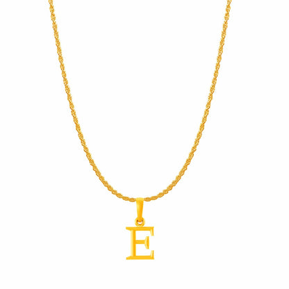 22KT Gold Plated Pure Silver (92.5% purity) precious Name alphabet chain pendant (Locket with Rope chain- 22 Inches)