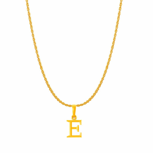22KT Gold Plated Pure Silver (92.5% purity) precious Name alphabet chain pendant (Locket with Rope chain- 22 Inches)