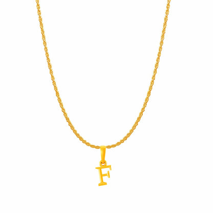 22KT Gold Plated Pure Silver (92.5% purity) precious Name alphabet chain pendant (Locket with Rope chain- 22 Inches)