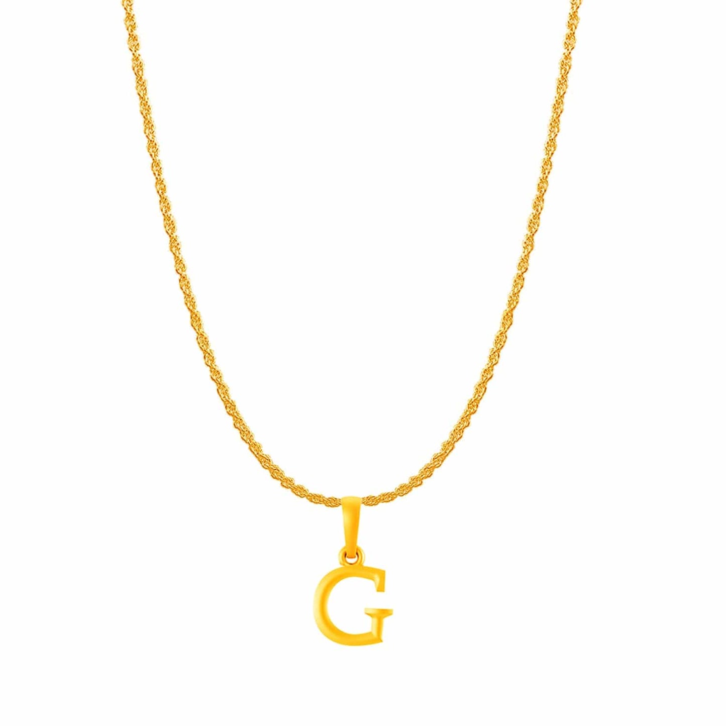 22KT Gold Plated Pure Silver (92.5% purity) precious Name alphabet chain pendant (Locket with Rope chain- 22 Inches)
