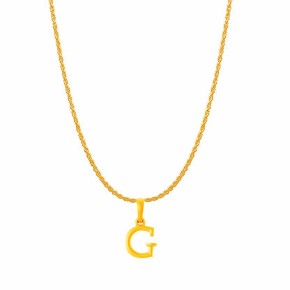 22KT Gold Plated Pure Silver (92.5% purity) precious Name alphabet chain pendant (Locket with Rope chain- 22 Inches)