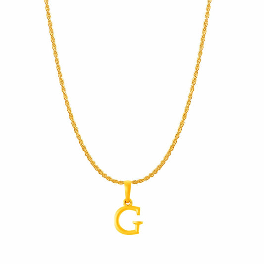 22KT Gold Plated Pure Silver (92.5% purity) precious Name alphabet chain pendant (Locket with Rope chain- 22 Inches)