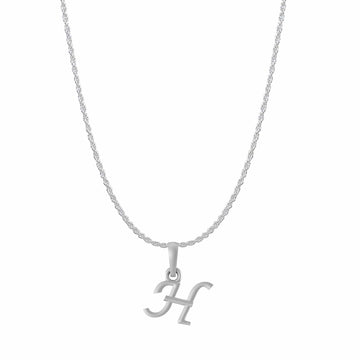 Akshat Sapphire Sterling Silver (92.5% purity) precious Name alphabet chain pendant (Pendnat with rope chain- 22 Inches) pure silver designer alphabet chain locket