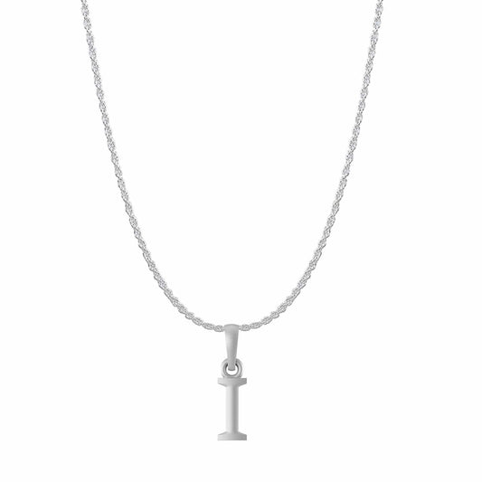 Akshat Sapphire Sterling Silver (92.5% purity) precious Name alphabet chain pendant (Pendnat with rope chain- 22 Inches) pure silver designer alphabet chain locket