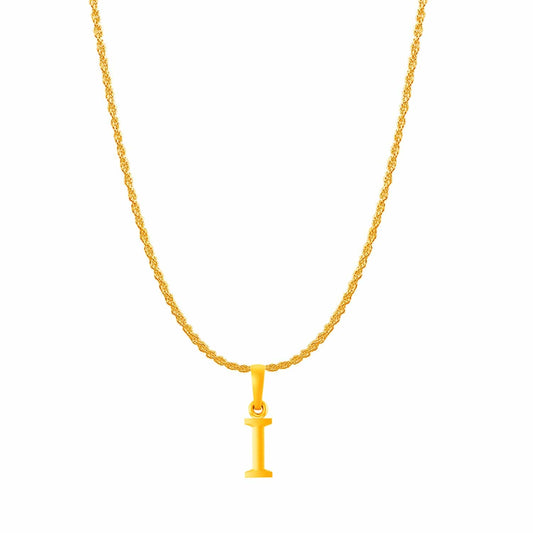 22KT Gold Plated Pure Silver (92.5% purity) precious Name alphabet chain pendant (Locket with Rope chain- 22 Inches)