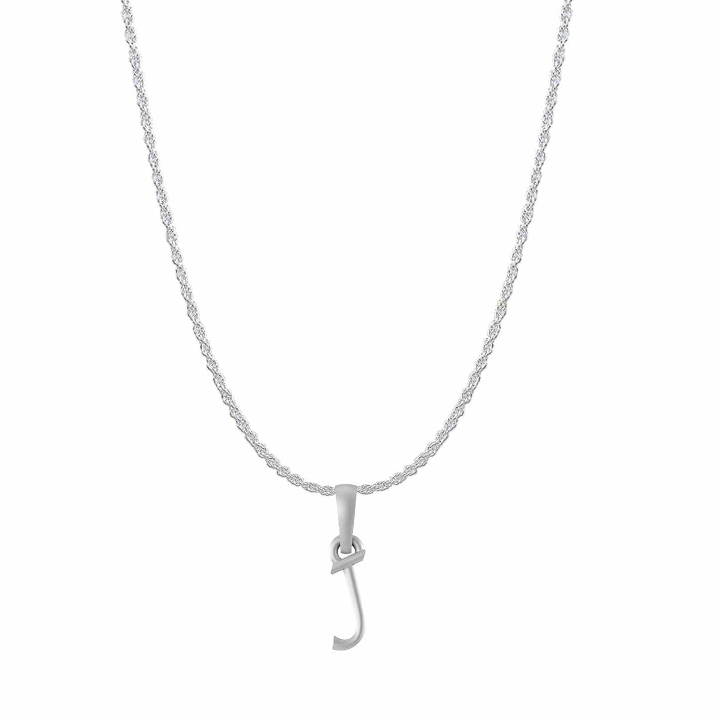 Akshat Sapphire Sterling Silver (92.5% purity) precious Name alphabet chain pendant (Pendnat with rope chain- 22 Inches) pure silver designer alphabet chain locket