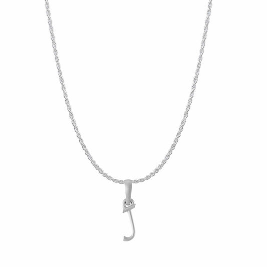 Akshat Sapphire Sterling Silver (92.5% purity) precious Name alphabet chain pendant (Pendnat with rope chain- 22 Inches) pure silver designer alphabet chain locket