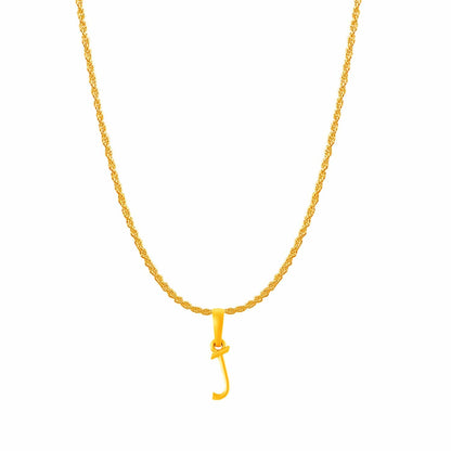 22KT Gold Plated Pure Silver (92.5% purity) precious Name alphabet chain pendant (Locket with Rope chain- 22 Inches)