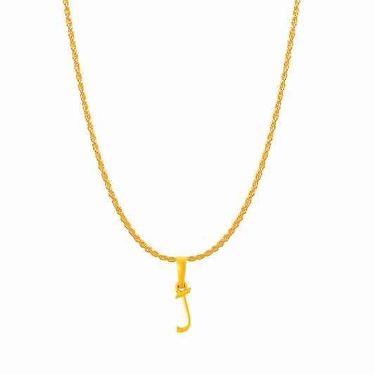 22KT Gold Plated Pure Silver (92.5% purity) precious Name alphabet chain pendant (Locket with Rope chain- 22 Inches)