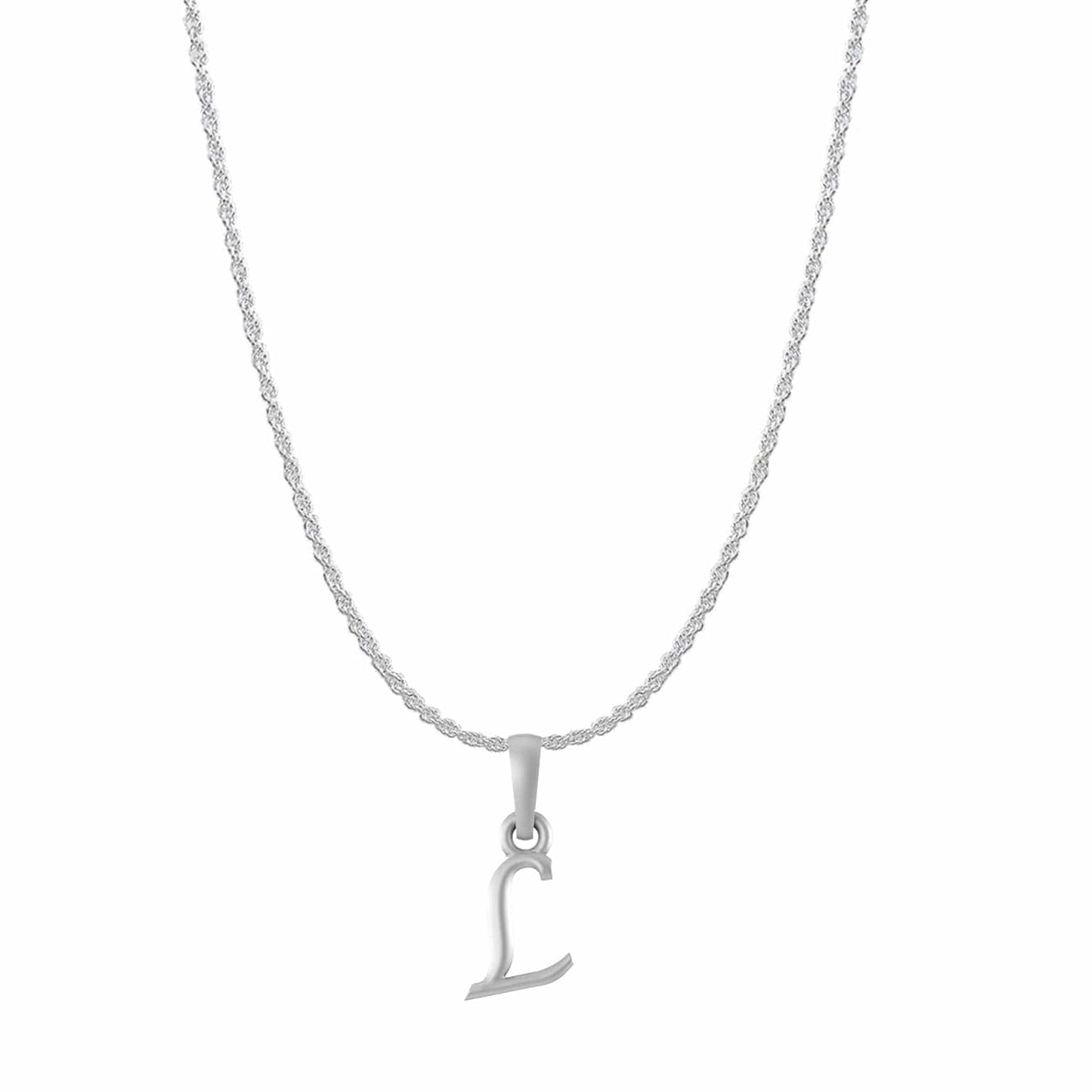 Akshat Sapphire Sterling Silver (92.5% purity) precious Name alphabet chain pendant (Pendnat with rope chain- 22 Inches) pure silver designer alphabet chain locket