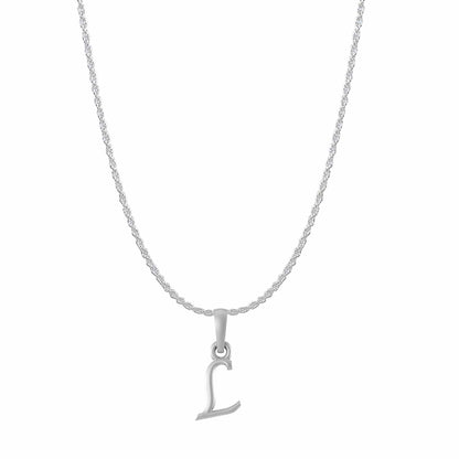 Akshat Sapphire Sterling Silver (92.5% purity) precious Name alphabet chain pendant (Pendnat with rope chain- 22 Inches) pure silver designer alphabet chain locket