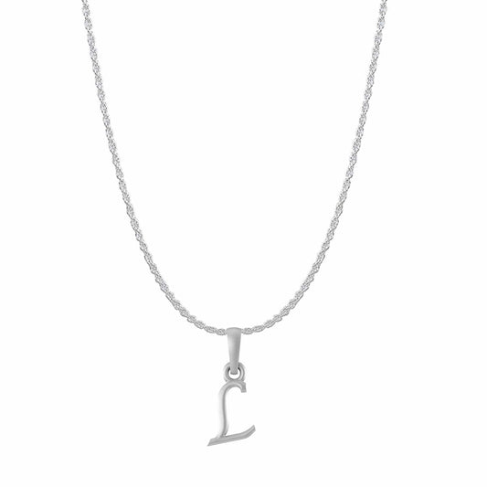 Akshat Sapphire Sterling Silver (92.5% purity) precious Name alphabet chain pendant (Pendnat with rope chain- 22 Inches) pure silver designer alphabet chain locket