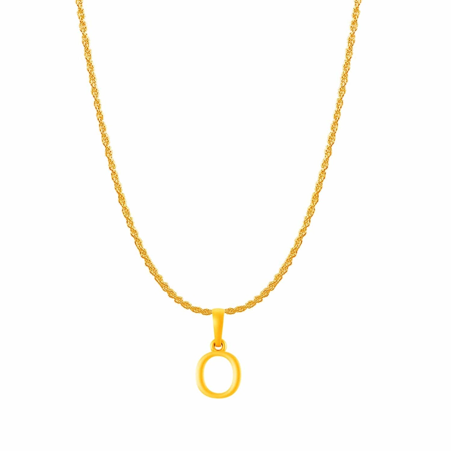 22KT Gold Plated Silver (92.5% purity) precious Name alphabet chain pendant (Pendnat with Rope chain- 22 Inches) pure silver designer alphabet chain locket