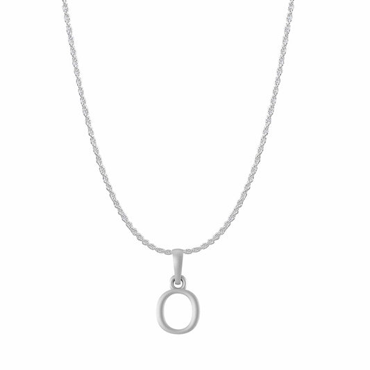 Akshat Sapphire Sterling Silver (92.5% purity) precious Name alphabet chain pendant (Pendnat with rope chain- 22 Inches) pure silver designer alphabet chain locket