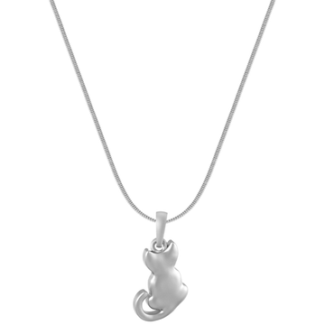 Akshat Sapphire Sterling Silver (92.5% purity) Stylish and Fashionable Cute Cat Chain Pendant (Pendant with Snake Chain-22 inches) for Men & Women Pure Silver Cat Chain Locket for Happiness and joy