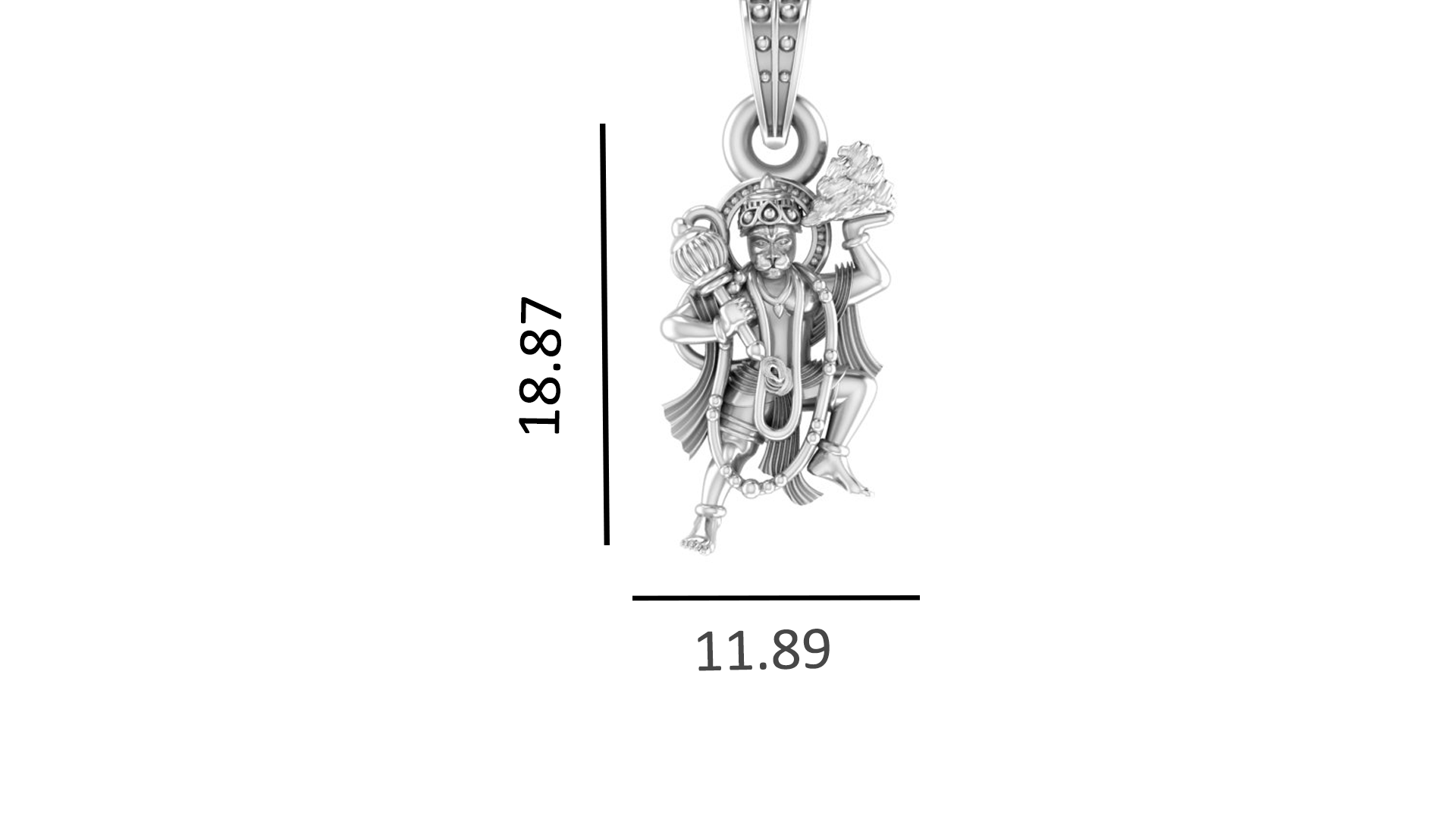 God Hanuman Chain Pendant (Pendant with Snake Chain- 22 inches) for Men & Women Pure Silver Lord bajrang bali Chain Locket for Good Health & Wealth