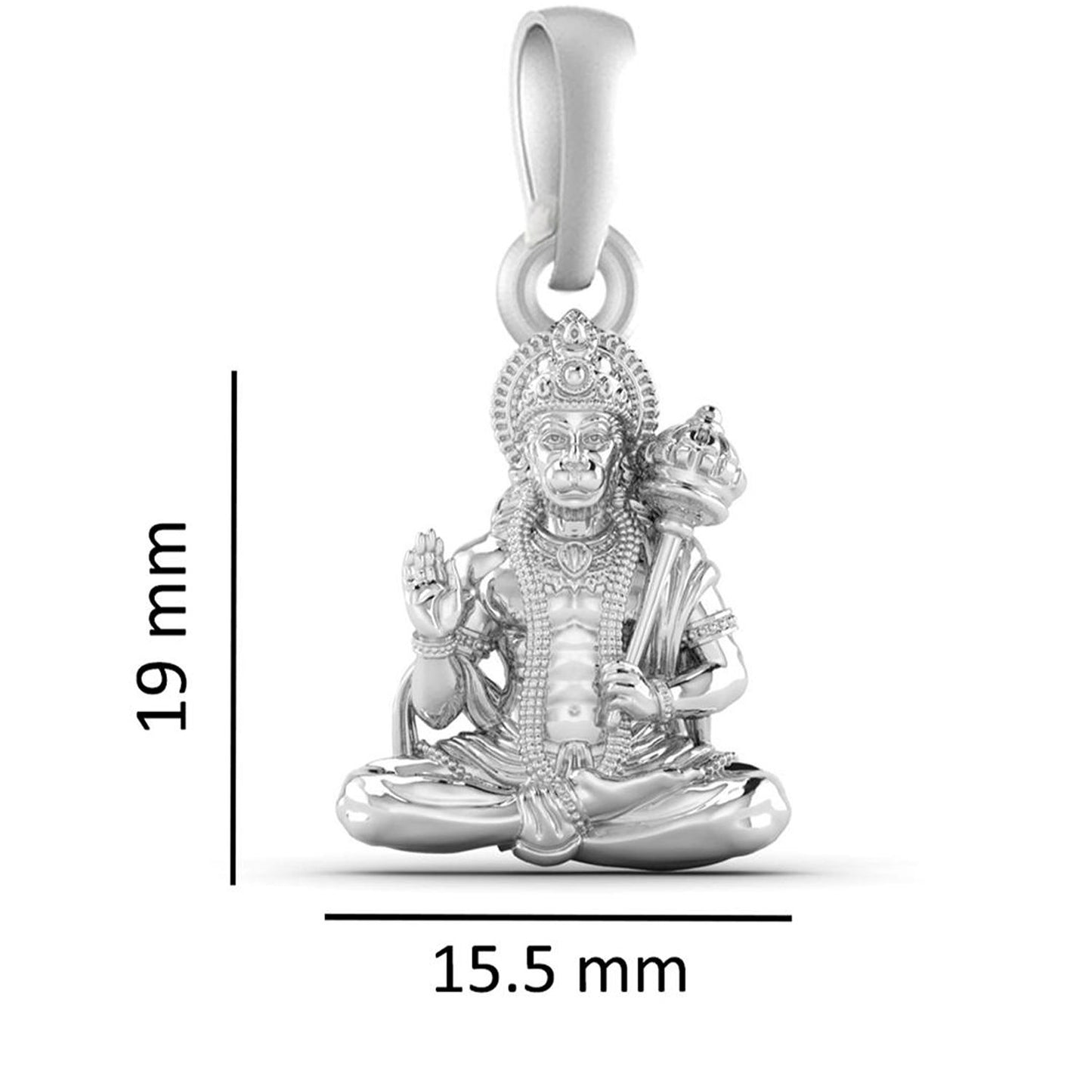 God Hanuman Chain Pendant (Pendant with Snake Chain- 22 inches) for Men & Women Pure Silver Lord bajrang bali Chain Locket for Good Health & Wealth