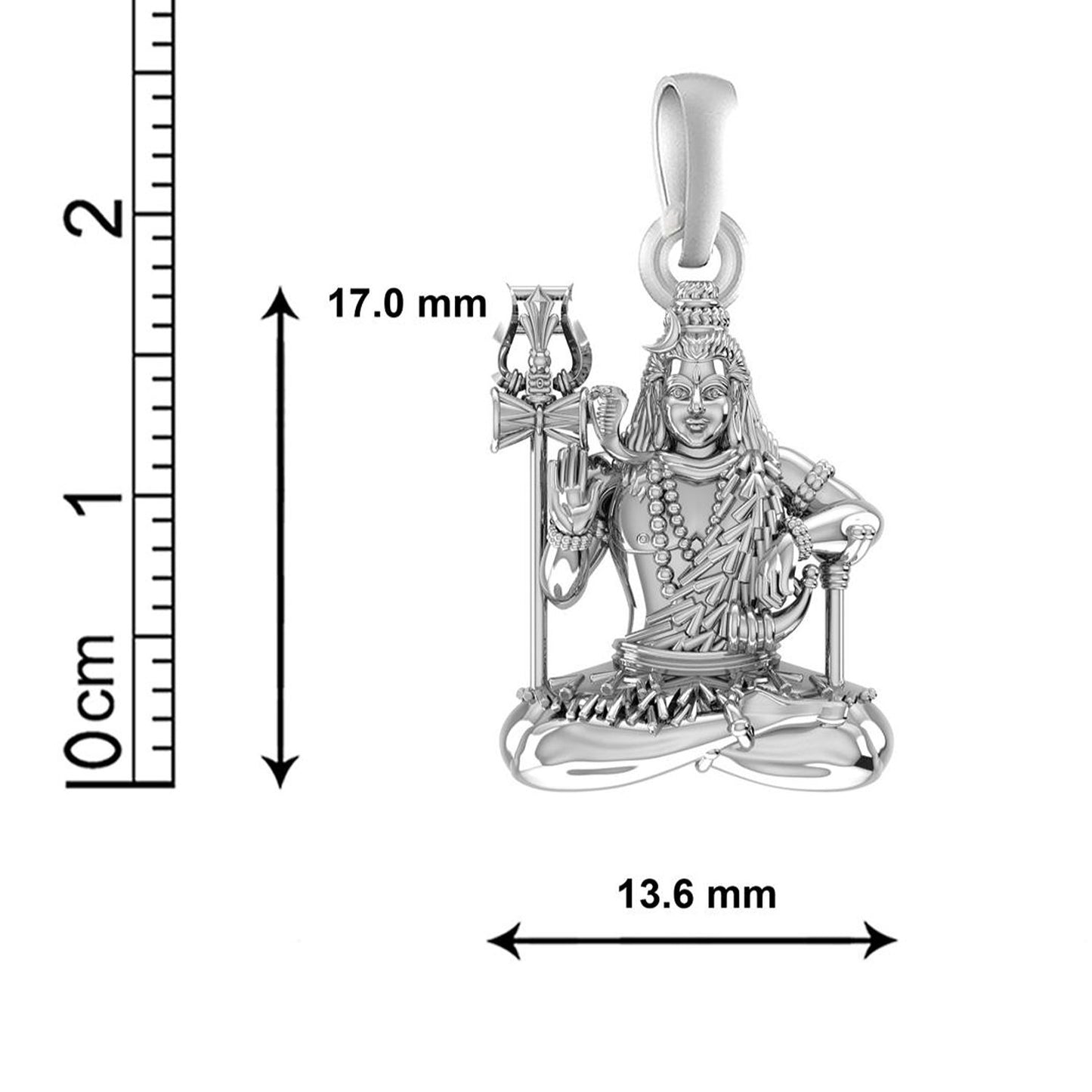 Akshat Sapphire Sterling Silver (92.5% purity) God Shiva Chain Pendant (Pendant with Snake Chain-22 inches) for Men & Women Pure Silver Lord Shiv Chain Locket for Good Health & Wealth