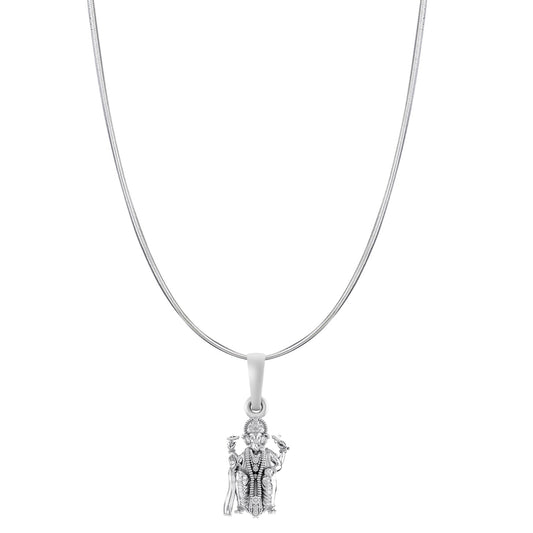 Akshat Sapphire Sterling Silver (92.5% purity) God Ganesha Chain Pendant (Pendant with Snake Chain-22 inches) for Men & Women Pure Silver Lord Ganapathy Chain Locket for Good Health & Wealth