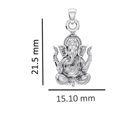 Akshat Sapphire Sterling Silver (92.5% purity) God Ganesha Chain Pendant (Pendant with Snake Chain-22 inches) for Men & Women Pure Silver Lord Ganapathy Chain Locket for Good Health & Wealth