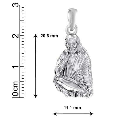 AKSHAT SAPPHIRE Sterling Silver (Silver with 92.5% purity) God Shree Sai Baba chain Pendant (Pendant with Snake Chain-22 inches) for Men & Women Pure Sterling Silver Lord Sai Baba chain Locket For Good Wealth & Health