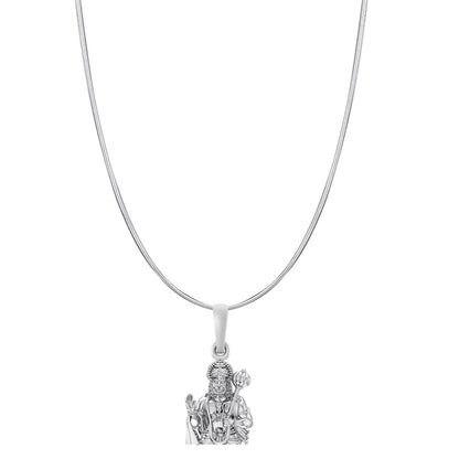 God Hanuman Chain Pendant (Pendant with Snake Chain- 22 inches) for Men & Women Pure Silver Lord bajrang bali Chain Locket for Good Health & Wealth