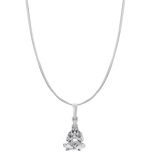 God Hanuman Chain Pendant (Pendant with Snake Chain- 22 inches) for Men & Women Pure Silver Lord bajrang bali Chain Locket for Good Health & Wealth