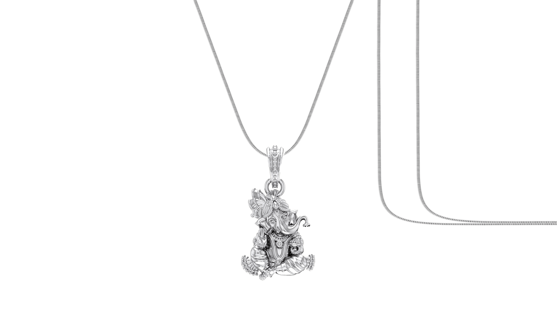 Akshat Sapphire Sterling Silver (92.5% purity) God Ganesha Chain Pendant (Pendant with Snake Chain-22 inches) for Men & Women Pure Silver Lord Ganapathy Chain Locket for Good Health & Wealth