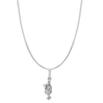 Akshat Sapphire Sterling Silver (92.5% purity) God Krishna Chain Pendant (Pendant with Snake Chain-22 inches) for Men & Women Pure Silver Lord Krishna Chain Locket for Good Health & Wealth
