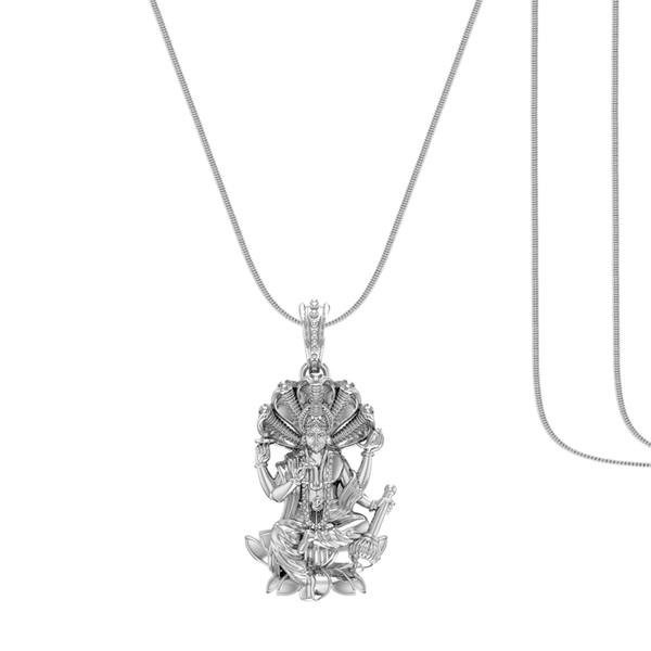 Akshat Sapphire Sterling Silver (92.5 purity) Vishnu ji chain pendant