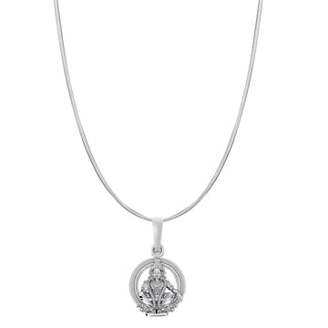 Akshat Sapphire Sterling Silver (92.5% purity) God Ayyappa Chain Pendant (Pendant with Snake Chain-22 inches) for Men & Women Pure Silver Lord Ayyappa Chain Locket