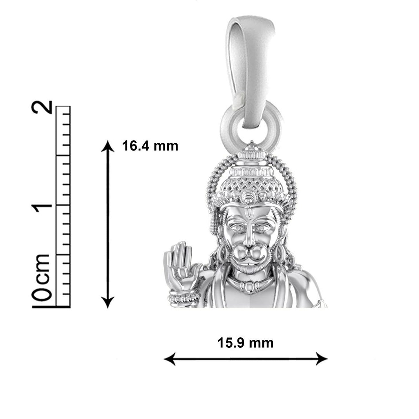 God Hanuman Chain Pendant (Pendant with Snake Chain- 22 inches) for Men & Women Pure Silver Lord bajrang bali Chain Locket for Good Health & Wealth