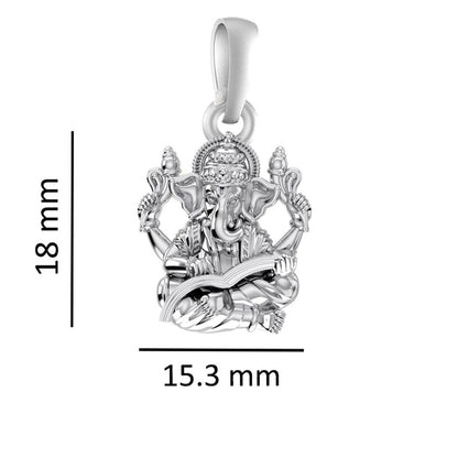 Akshat Sapphire Sterling Silver (92.5% purity) God Ganesha Chain Pendant (Pendant with Snake Chain-22 inches) for Men & Women Pure Silver Lord Ganapathy Chain Locket for Good Health & Wealth