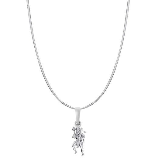 God Hanuman Chain Pendant (Pendant with Snake Chain- 22 inches) for Men & Women Pure Silver Lord bajrang bali Chain Locket for Good Health & Wealth