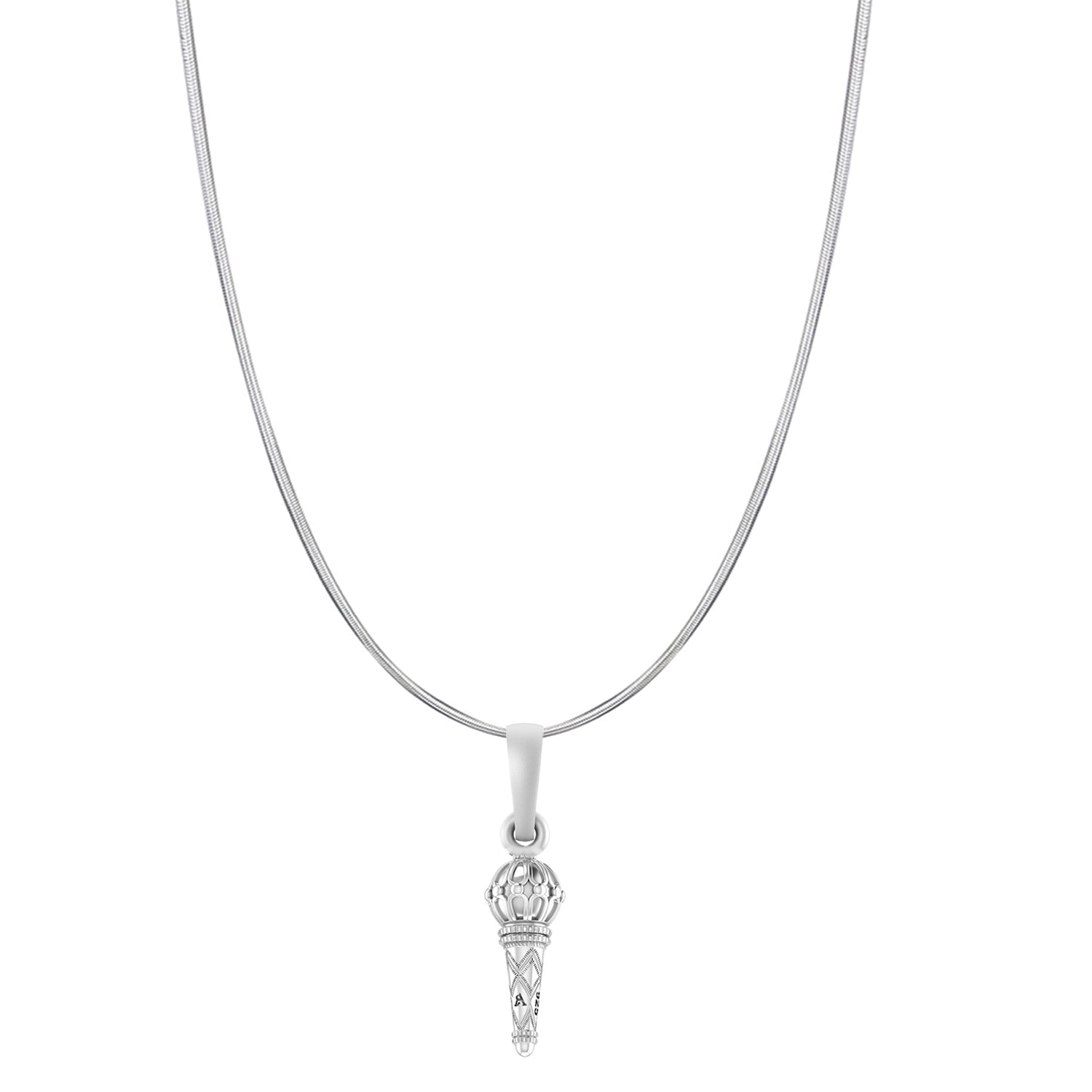 Akshat Sapphire Sterling Silver (92.5% purity) God Hanuman Gada Chain Pendant (Pendant with Snake Chain- 22 inches) for Men & Women Pure Silver Lord Bajrang Bali Gada Chain Locket
