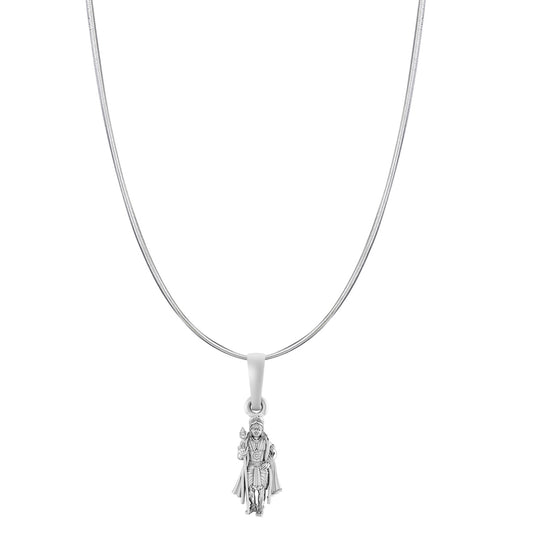 Akshat Sapphire Sterling Silver (92.5% purity) God Kartikeya Chain Pendant (Pendant with Snake Chain-22 inches) for Men & Women Pure Silver Lord Kartikeya Chain Locket for Good Health & Wealth
