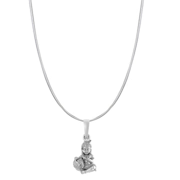 Akshat Sapphire Sterling Silver (92.5% purity) God Kanha Laddu Gopal Chain with Pendant  (Pendant with Snake Chain-22 inches) for Men & Women Bhagwan Thakur ji Bal Krihna Kanhaiya Chain Locket for Good Health & Wealth