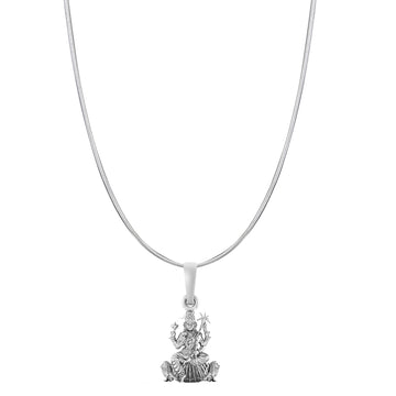 Goddess Maa Kamakshii Chain Pendant (Pendant with Snake Chain-22 inches) for Men & Women Pure Silver Lord Ma Kanchi Kamakshi Devi Chain Locket Kanchipuram for Good Health & Wealth