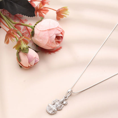 Goddess Maa Lalitha Parameswari Chain Pendant (Pendant with Snake Chain-22 inches) for Men & Women Pure Silver Lord Ma Lalita Sahasranamam Tripura Sundari chain Locket for Good Health & Wealth
