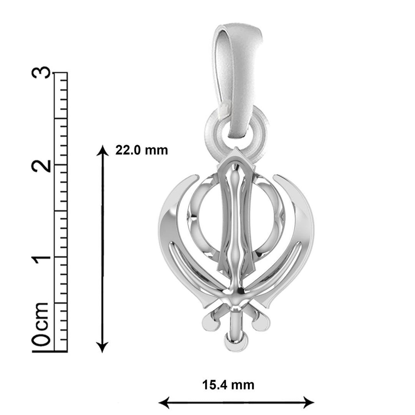 Akshat Sapphire Sterling Silver (92.5% purity) Sikh Khanda Symbol chain Pendant (Pendant with Snake Chain-22 inches) for Men and Women Pure Silver spiritual Punjabi Sikh Sardar khanda symbol chain Locket for Good Luck, Health & Wealth