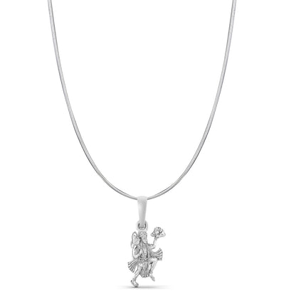 God Hanuman Chain Pendant (Pendant with Snake Chain- 22 inches) for Men & Women Pure Silver Lord bajrang bali Chain Locket for Good Health & Wealth