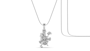 God Hanuman Chain Pendant (Pendant with Snake Chain- 22 inches) for Men & Women Pure Silver Lord bajrang bali Chain Locket for Good Health & Wealth