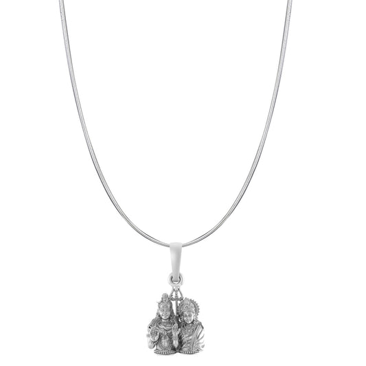 Akshat Sapphire Sterling Silver (92.5% purity) God Shiv Parvati chain pendant (Pendant with Snake Chain-22 inches) for Men & Women Pure Silver Bhagwan Shiv Parvati Ji chain Locket for Good Health & Wealth