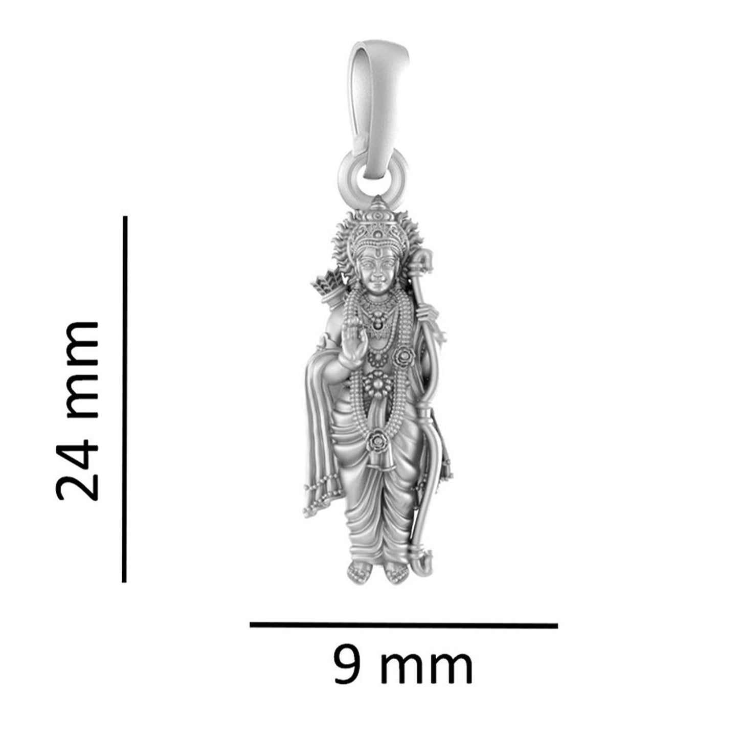 Akshat Sapphire Sterling Silver (92.5% purity) God Ram Ji chain Pendant (Pendant with Snake Chain-22 inches) for Men & Women Pure Silver Bhagwan Shri Ram Locket for Good Health & Wealth