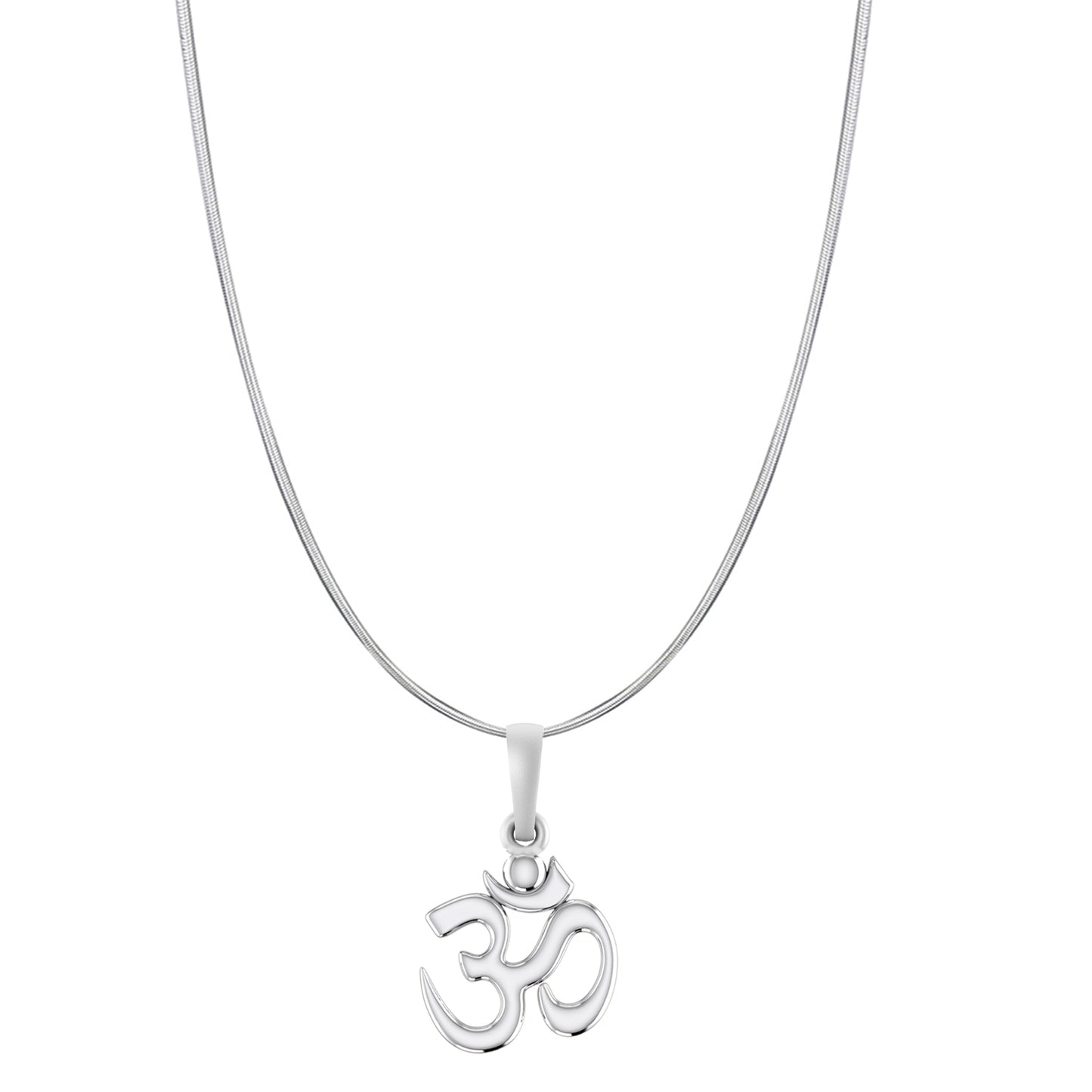 Akshat Sapphire Sterling Silver (92.5% purity) Spiritual OM Chain Pendant (Pendant with Snake Chain-22 inches) for Men & Women Pure Silver Divine OM Chain Locket for Health & Wealth