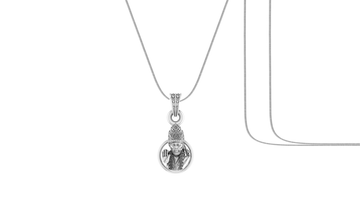 AKSHAT SAPPHIRE Sterling Silver (Silver with 92.5% purity) God Shree Sai Baba chain Pendant (Pendant with Snake Chain-22 inches) for Men & Women Pure Sterling Silver Lord Sai Baba chain Locket For Good Wealth & Health
