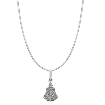 Akshat Sapphire Sterling Silver (92.5% purity) God Baba Khatu Shyam Chain Pendant (Pendant with Snake Chain-22 inches) for Men & Women Pure Silver Lord Baba Khatu Shyam Chain Locket for Good Health & Wealth