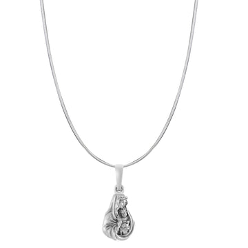 Akshat Sapphire Sterling Silver (92.5% purity) God Mother Mary chain Pendant (Pendant with Snake Chain-22 inches) for Men & Women Pure Silver Mother Marry chain Locket for Good Health & Wealth