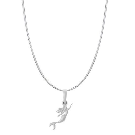 Sterling Silver (92.5% Purity) Pure Silver ambitious and Stylish divine Mermaid Chain Pendant (Locket with Snake Chain-22 inches) for Men & Women