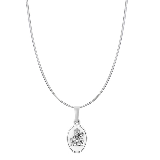God Hanuman Chain Pendant (Pendant with Snake Chain- 22 inches) for Men & Women Pure Silver Lord bajrang bali Chain Locket for Good Health & Wealth